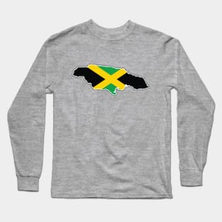 Jamaica National Flag and Map Long Sleeve T-Shirt